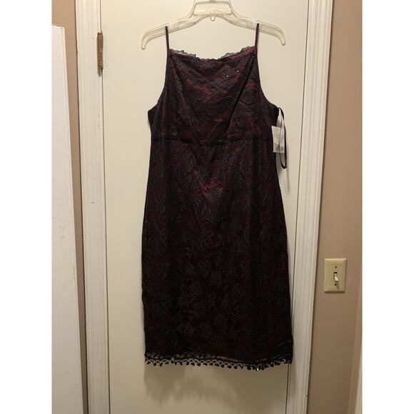 Women’s red and black Mid-length Spaghetti Straps Dress By Rampage size 12 NWT - Picture 3 of 8